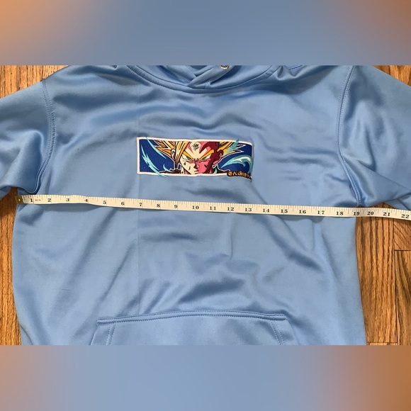 Dragon Ball Z DBZ Gohan Goku Savior Shop Embroidered Blue Hoodie Sweater Small - Picture 9 of 10